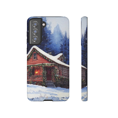 Cozy Christmas Cabin in the Snow - Impact Resistant Phone Case Samsung Galaxy S21 FE Matte